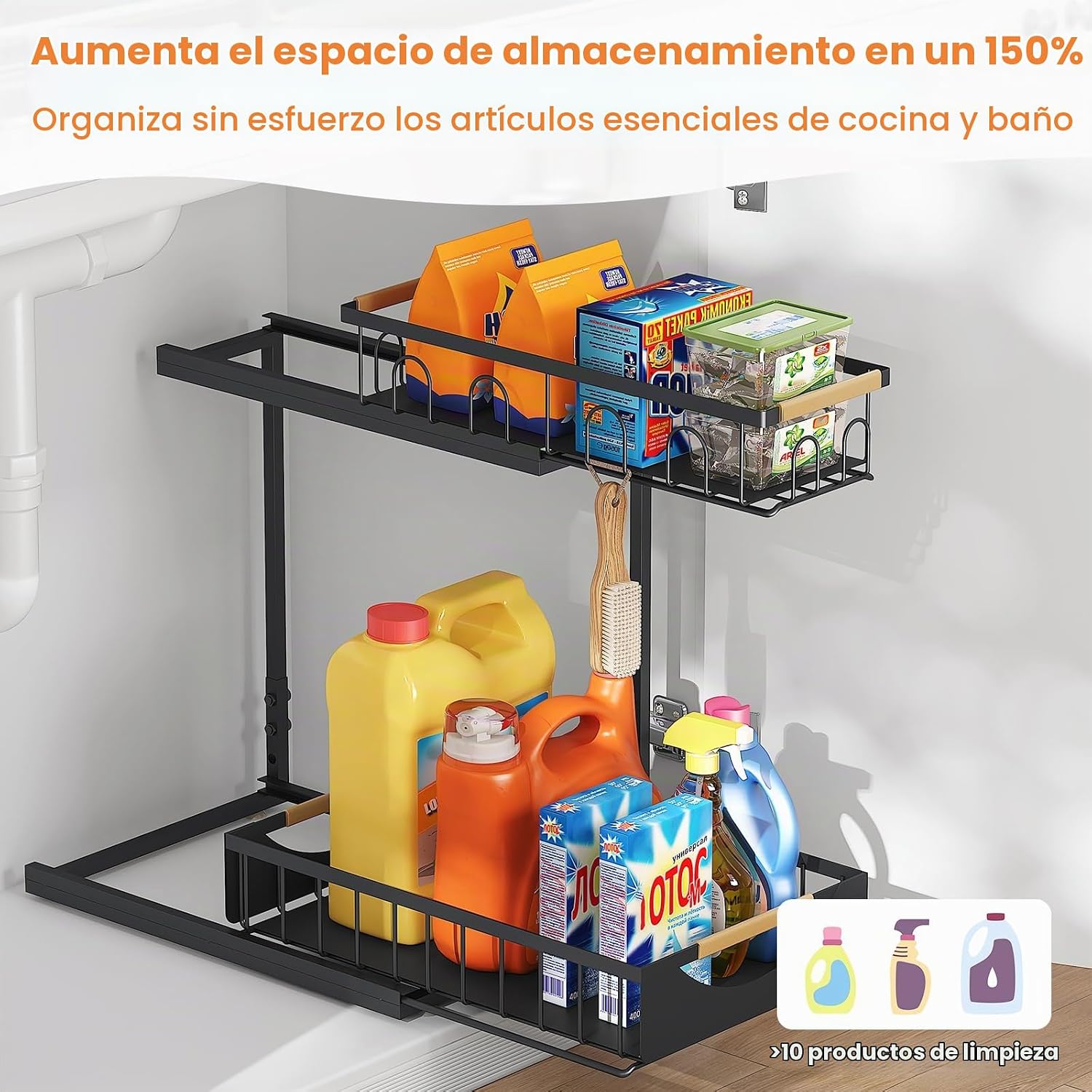 Aekenr Paquete de 2 organizadores y almacenamiento para debajo del...