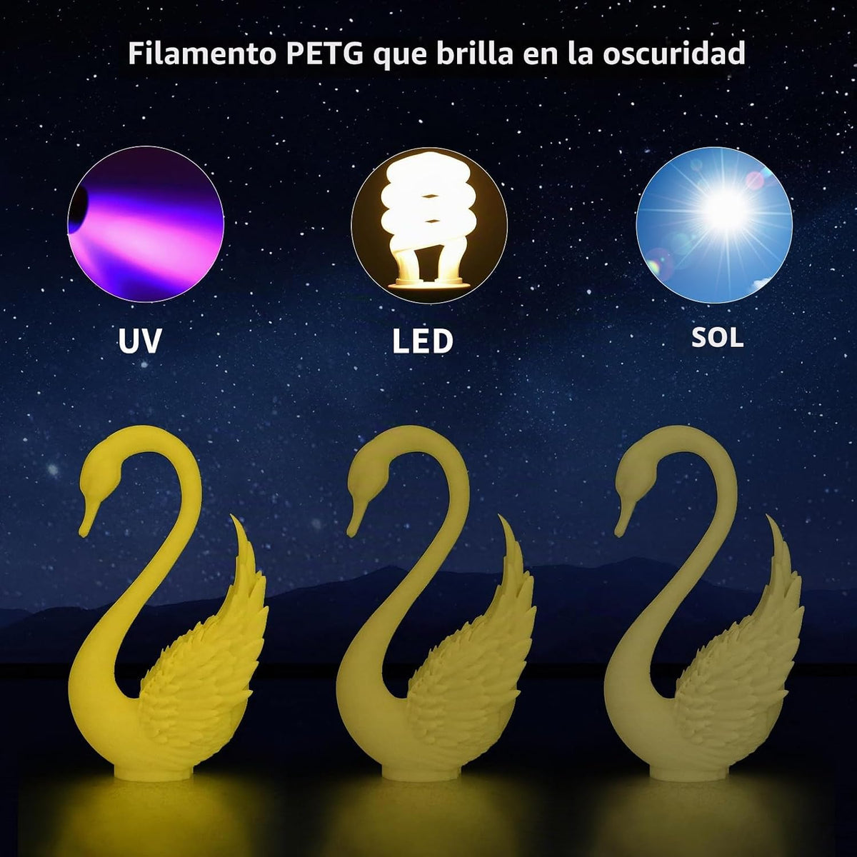 iSANMATE Paquete de filamento para impresora 3D, filamento que bril...