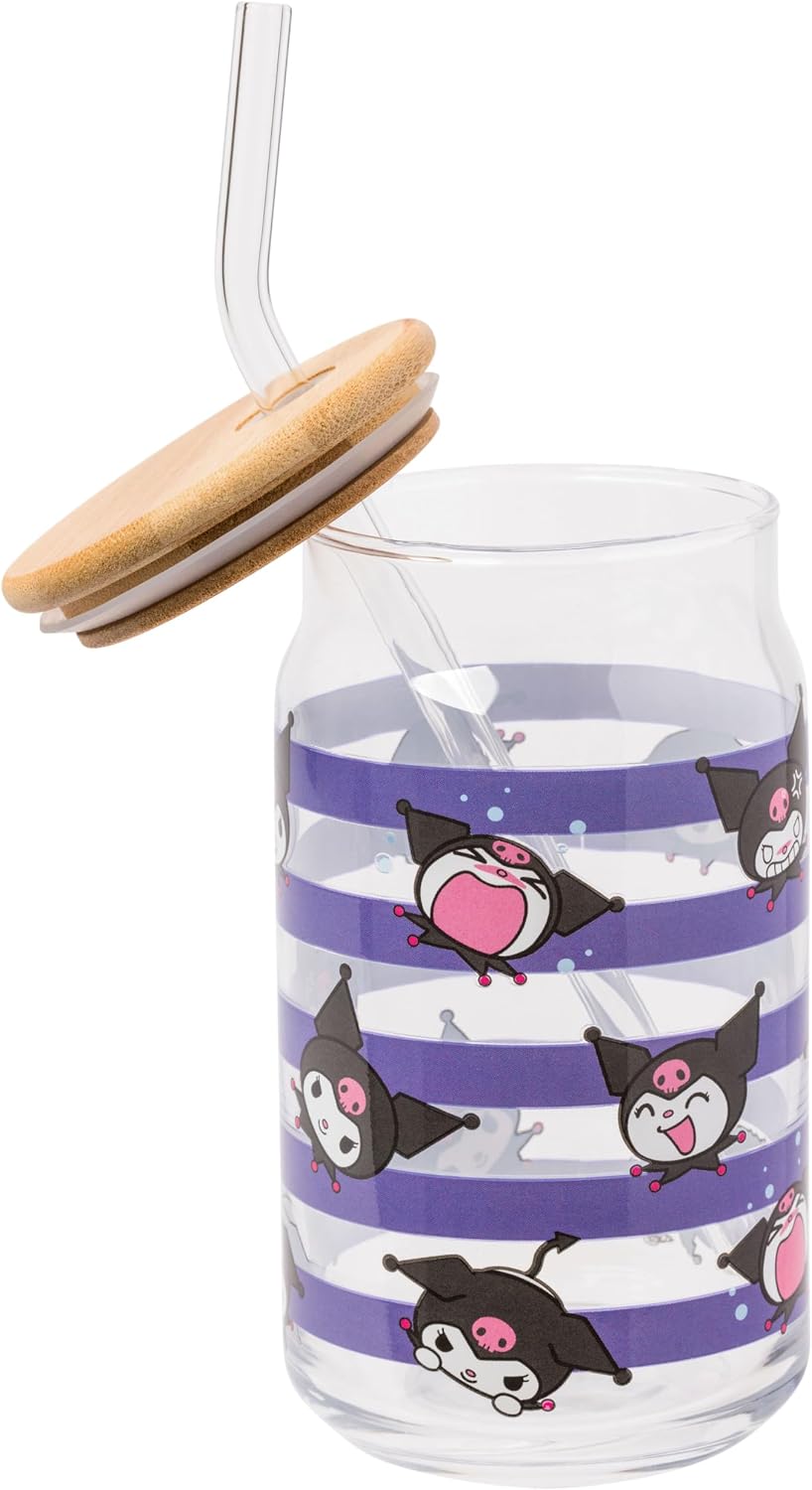 Silver Buffalo Sanrio - Vaso de vidrio de Hello Kitty y Kuromi, con...
