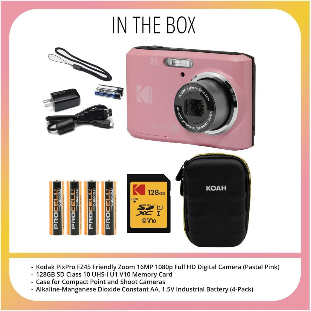 Kodak PIXPRO FZ45 Friendly Zoom - Cámara digital de 16 MP (rosa pas...