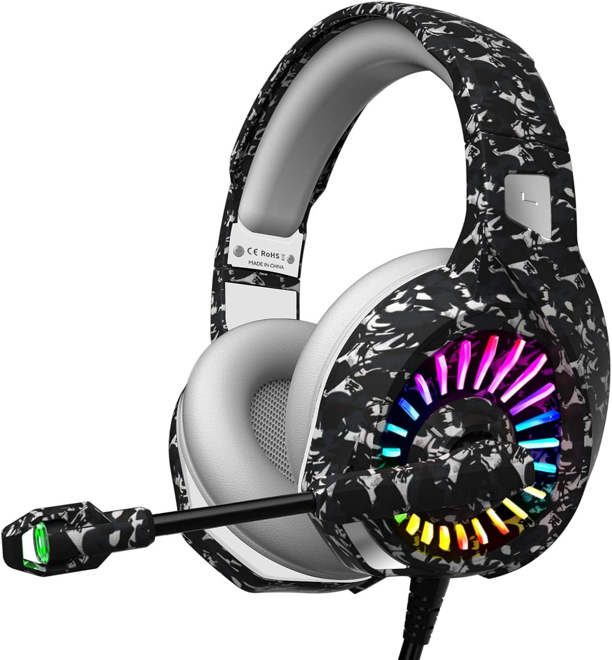 ZIUMIER Auriculares con cable para juegos de camuflaje para PC, PS5...