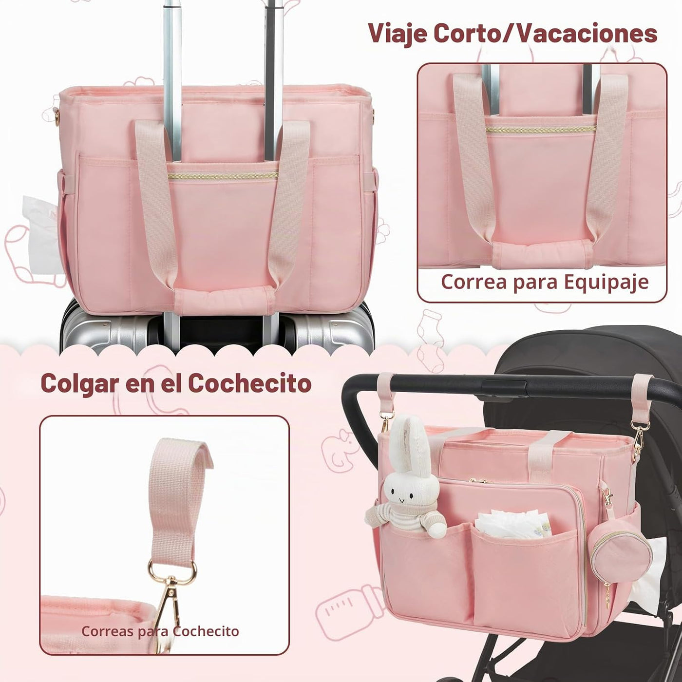 GDNasist Bolsa de pañales, bolsa de pañales de viaje de gran capaci...