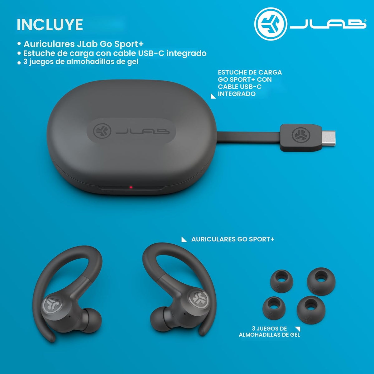 JLab, Go Sport+, auriculares de entrenamiento verdaderamente inalám...