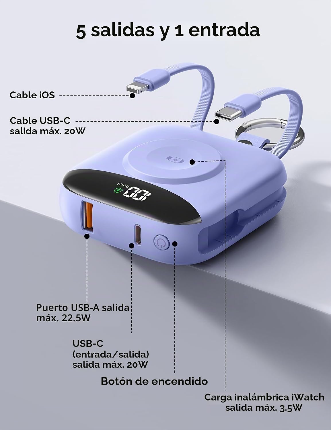 BLJIB Cargador portátil 10000mAh 22.5W Banco de energía incorporado...