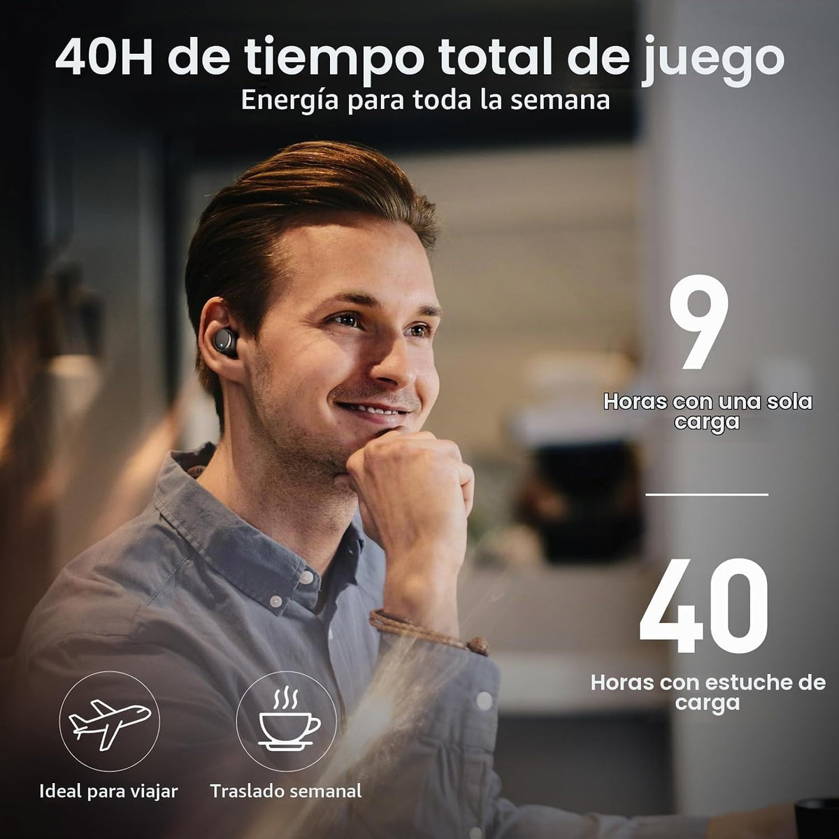 Auriculares inalámbricos TOZO T6 con sonido estéreo Bluetooth 5.3,...