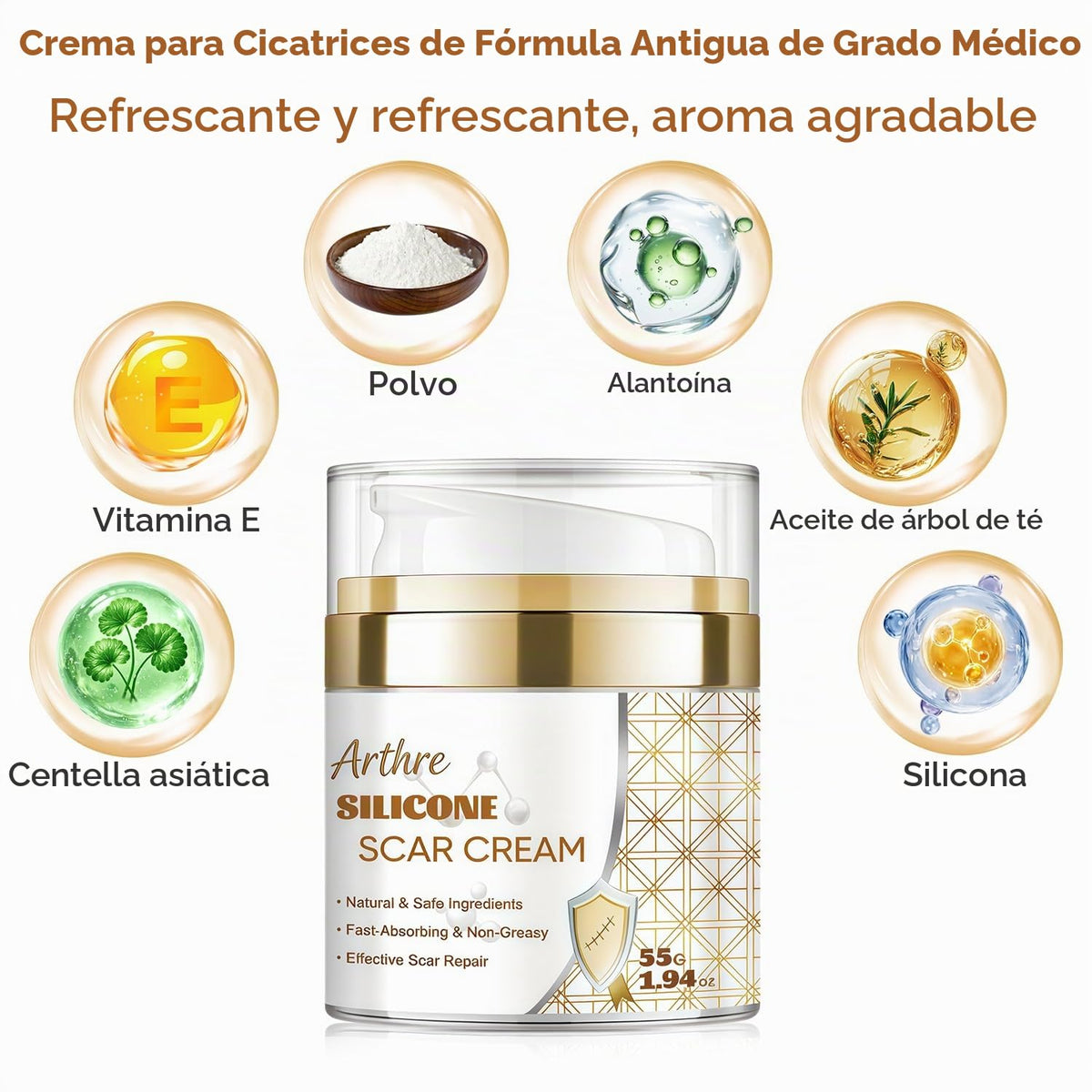 Crema de gel de silicona avanzada para cicatrices, tratamiento prof...