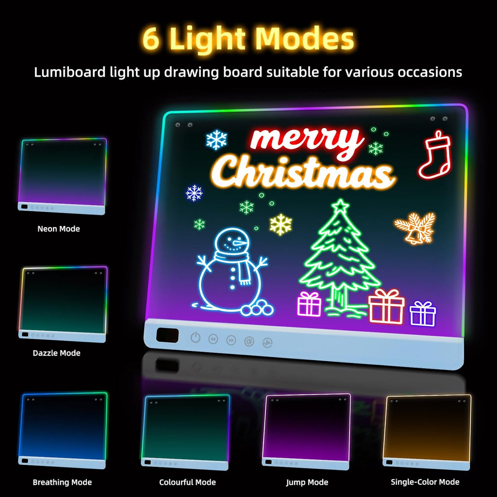 Lumiboard Tablero de dibujo LED con 13 efectos de luz, tablero de n...