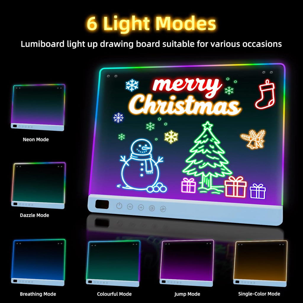 Lumiboard Tablero de dibujo LED con 13 efectos de luz, tablero de n...