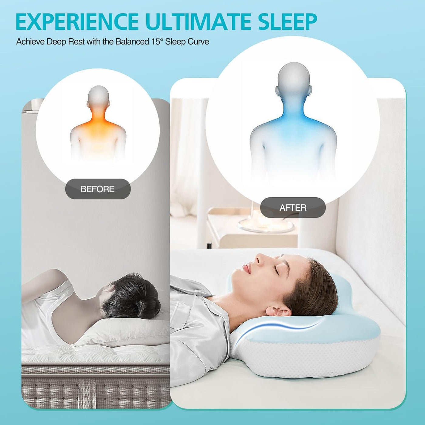JOYENERGY Almohada cervical o soporte para el cuello, almohadas erg...