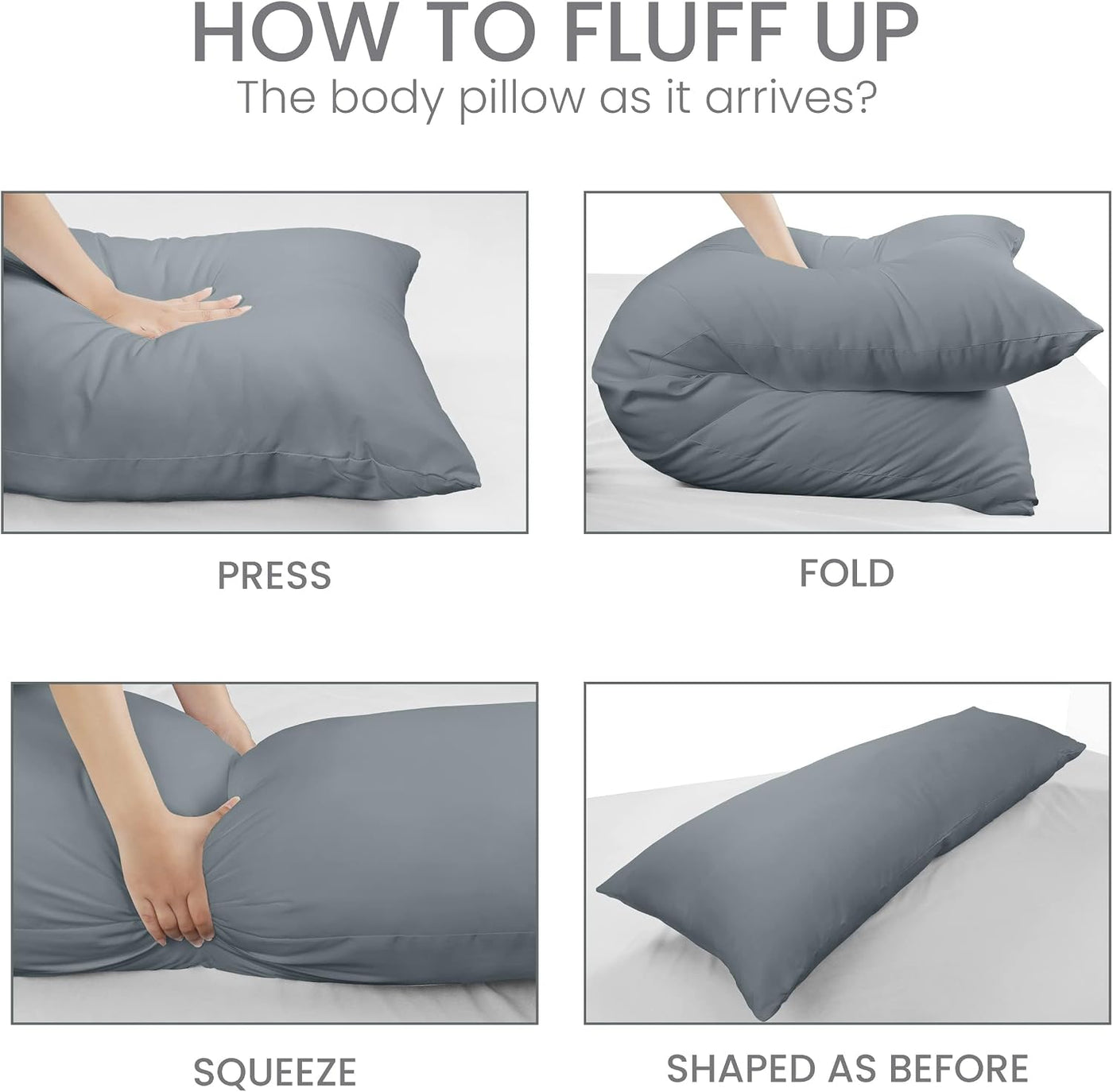 Utopia Bedding Almohada de cuerpo completo para adultos (gris, 20 x...