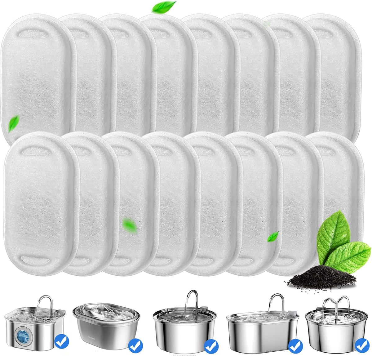 NautyPaws Filtros de fuente para gatos, paquete de 16 filtros de fu...