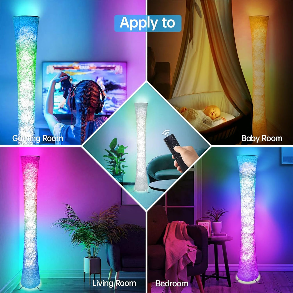 2 lámparas de pie, lámpara de esquina LED RGB inteligente de 61 pul...
