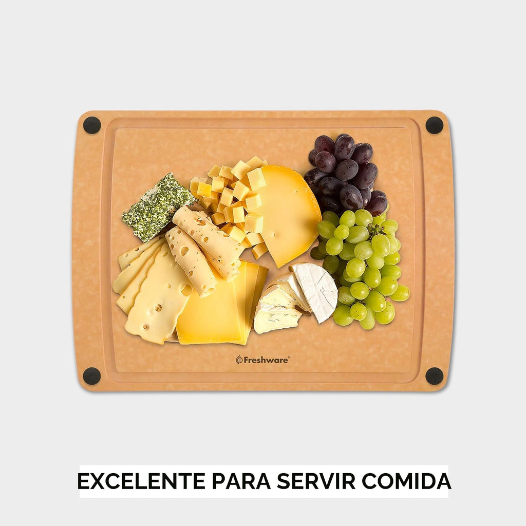 Tabla de cortar para cocina, tabla de cortar de madera con ranuras...