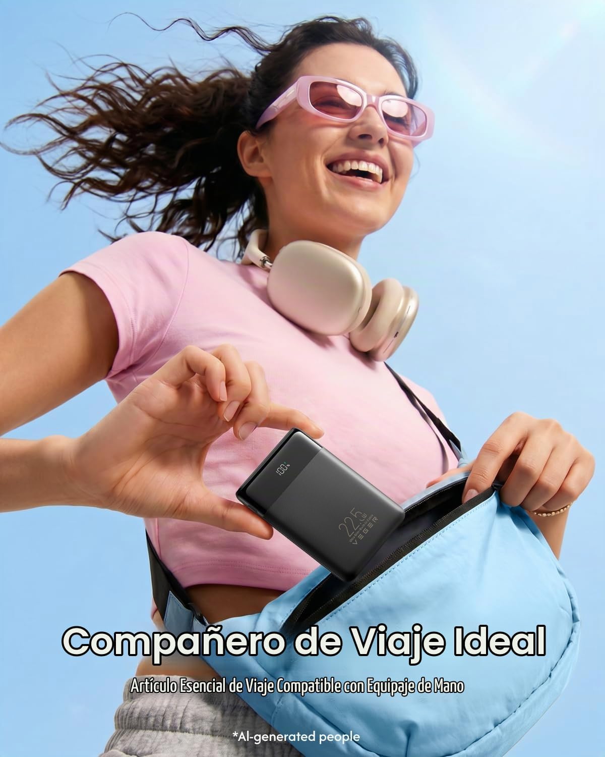 VEGER 10000mAh 22.5W Cargador portátil de carga rápida con cables i...