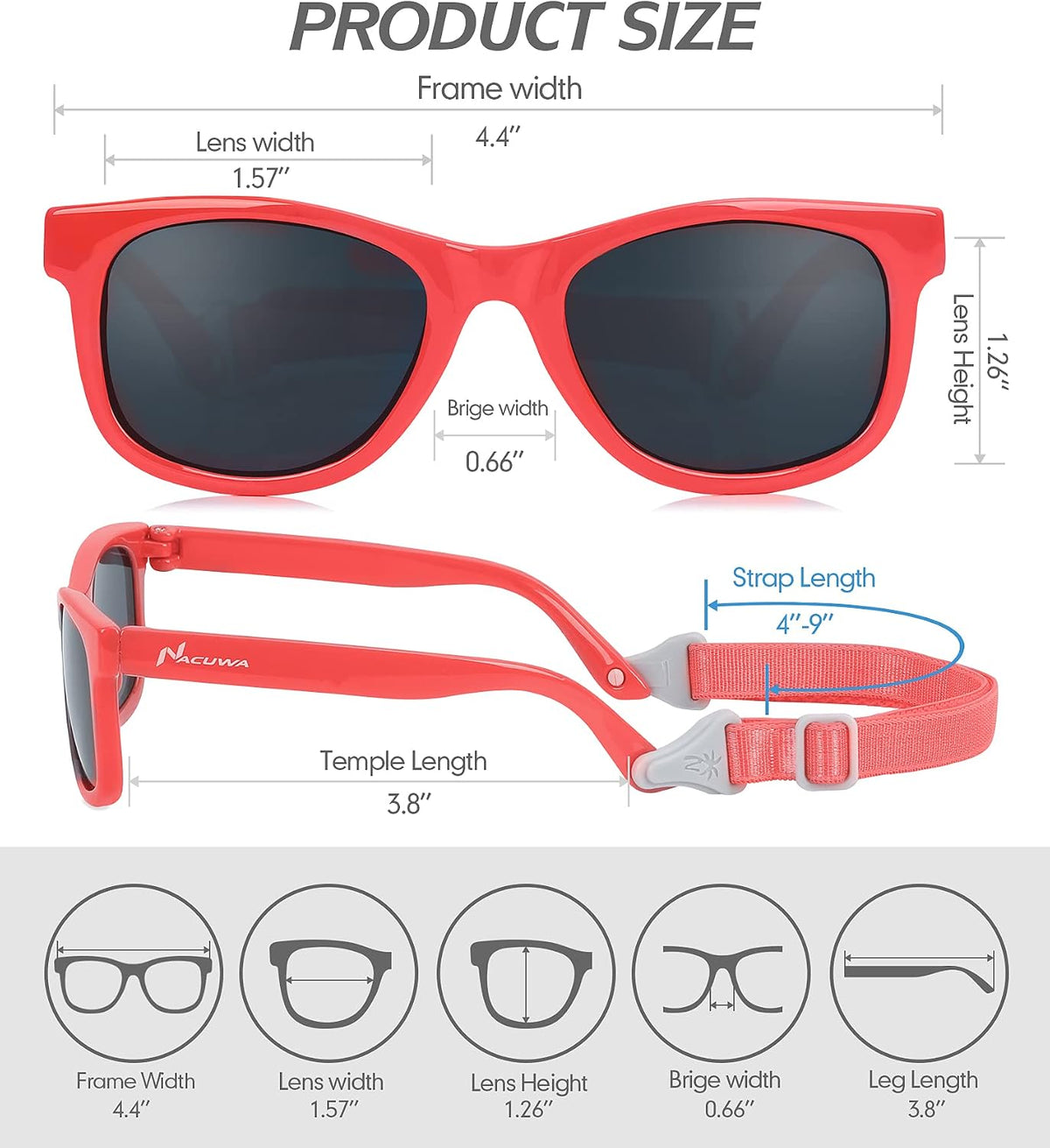 Nacuwa Gafas de sol para bebé, 100% a prueba de rayos UV, para bebé...