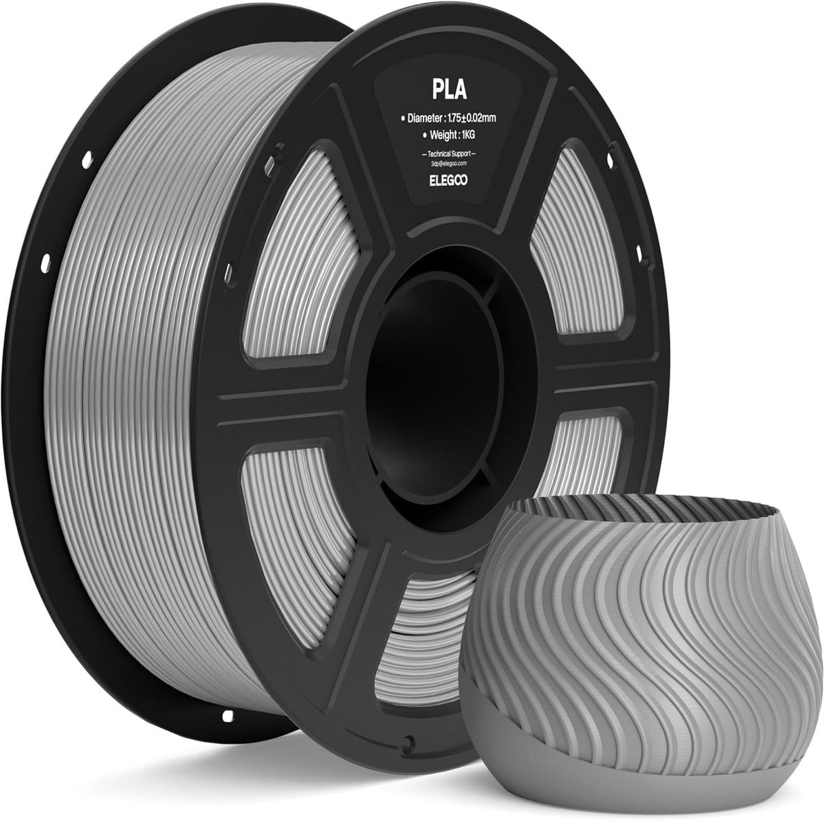 ELEGOO Filamento PLA 1.75mm Gris 1KG, Filamento para Impresora 3D c...