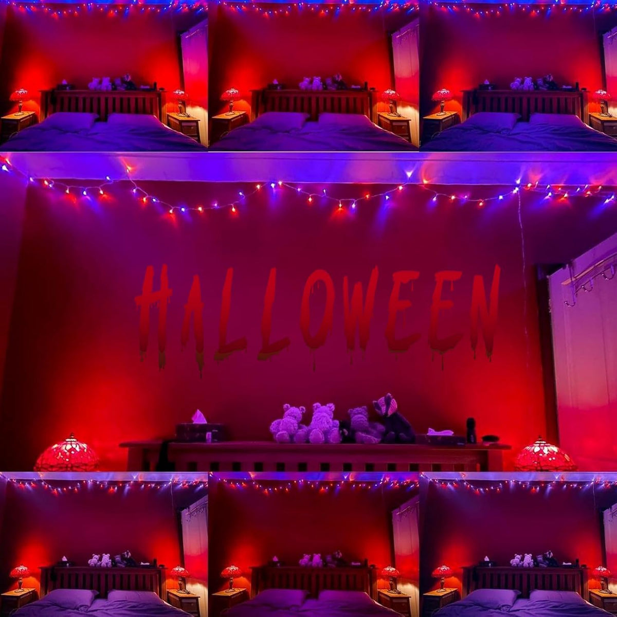 75.8FT 200 LED conectables luces de Halloween naranjas y moradas pa...