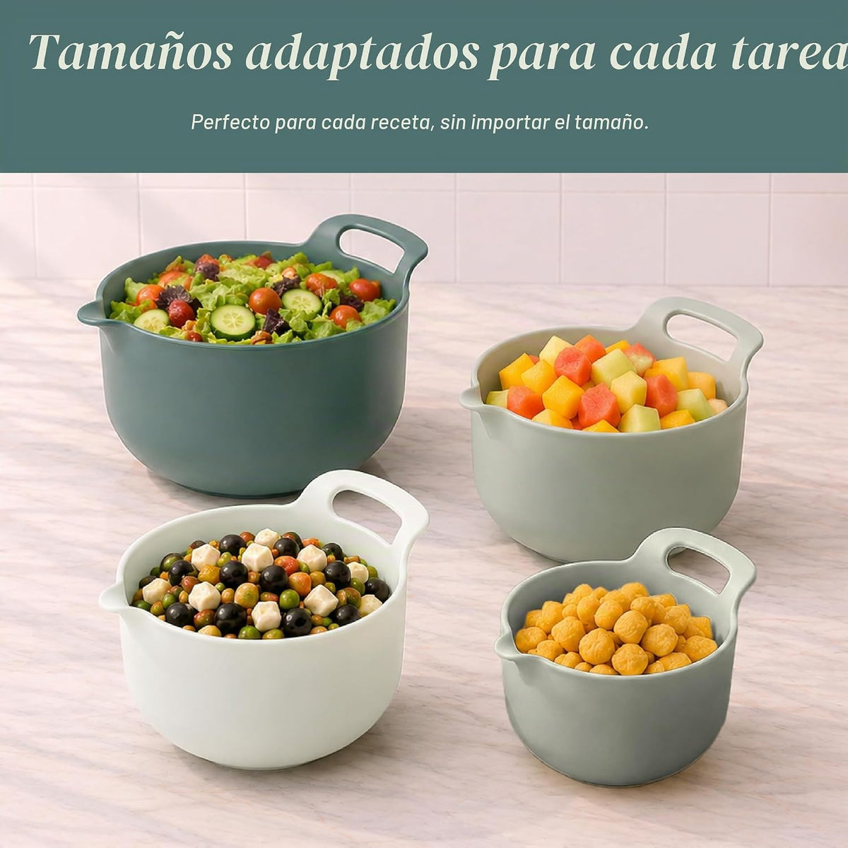 Juego de cuencos de plástico apilables para mezclar Cook with Color...