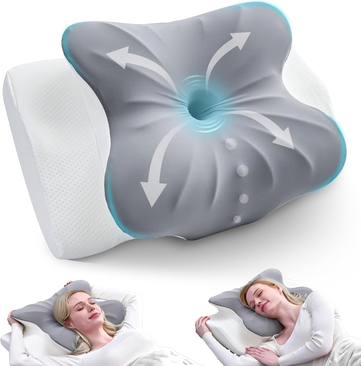 BDEUS Almohada cervical cervical para dormir, almohada ergonómica d...