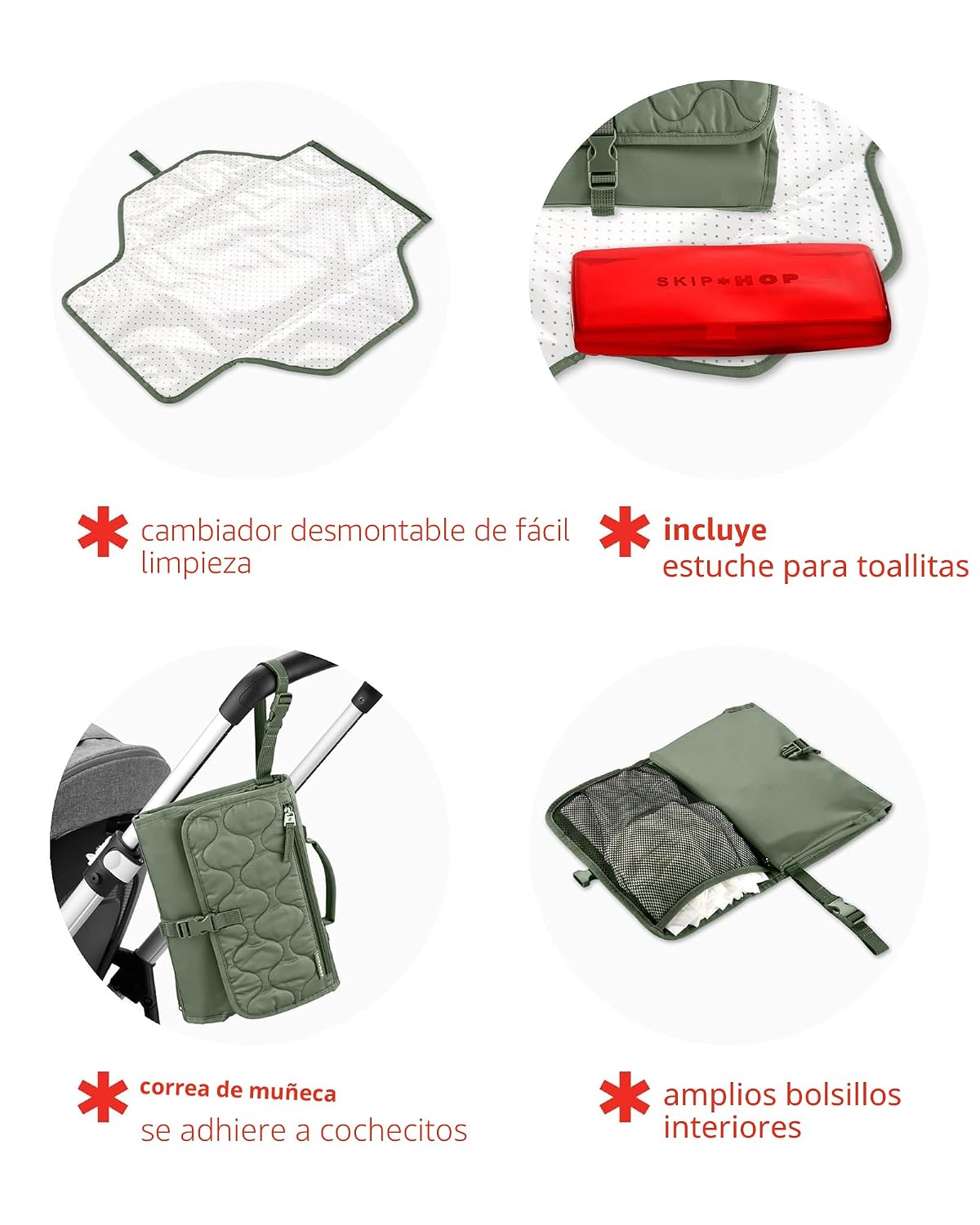 Skip Hop Cambiador portátil para bebé, Pronto, Sage