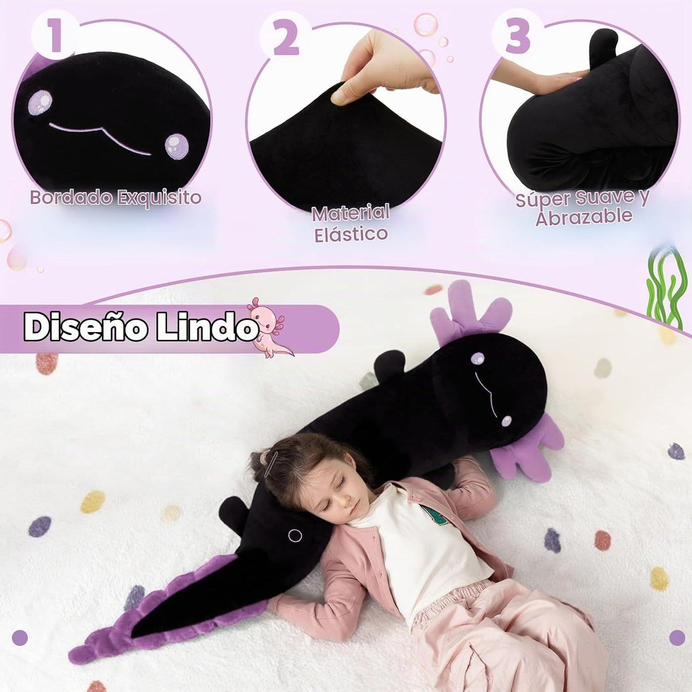 MaoGoLan - Almohada gigante de felpa de ajolote, 48 pulgadas, color...