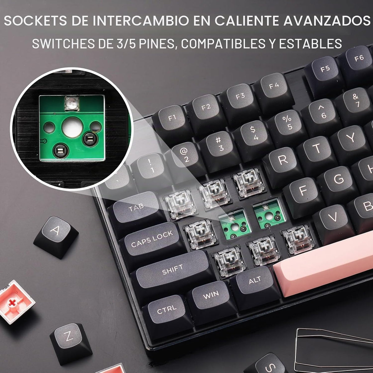 Redragon Teclado mecánico atado con cable del juego K556 RGB, table...