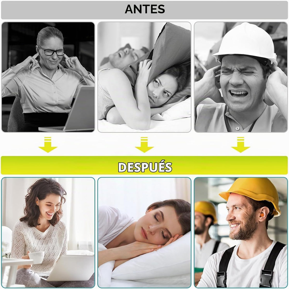 TICONN 8 pares de tapones de silicona inalámbricos para reducción d...