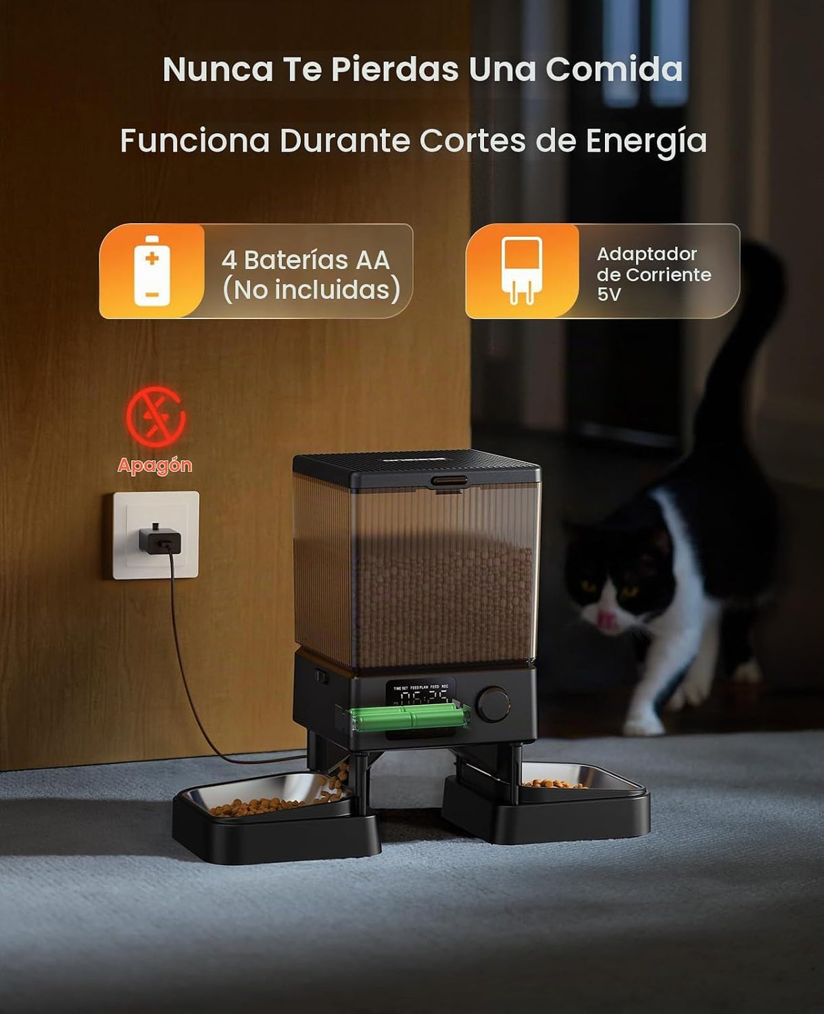 oneisall Comedero automático para gatos para 2 gatos, 20 tazas\/5 L...