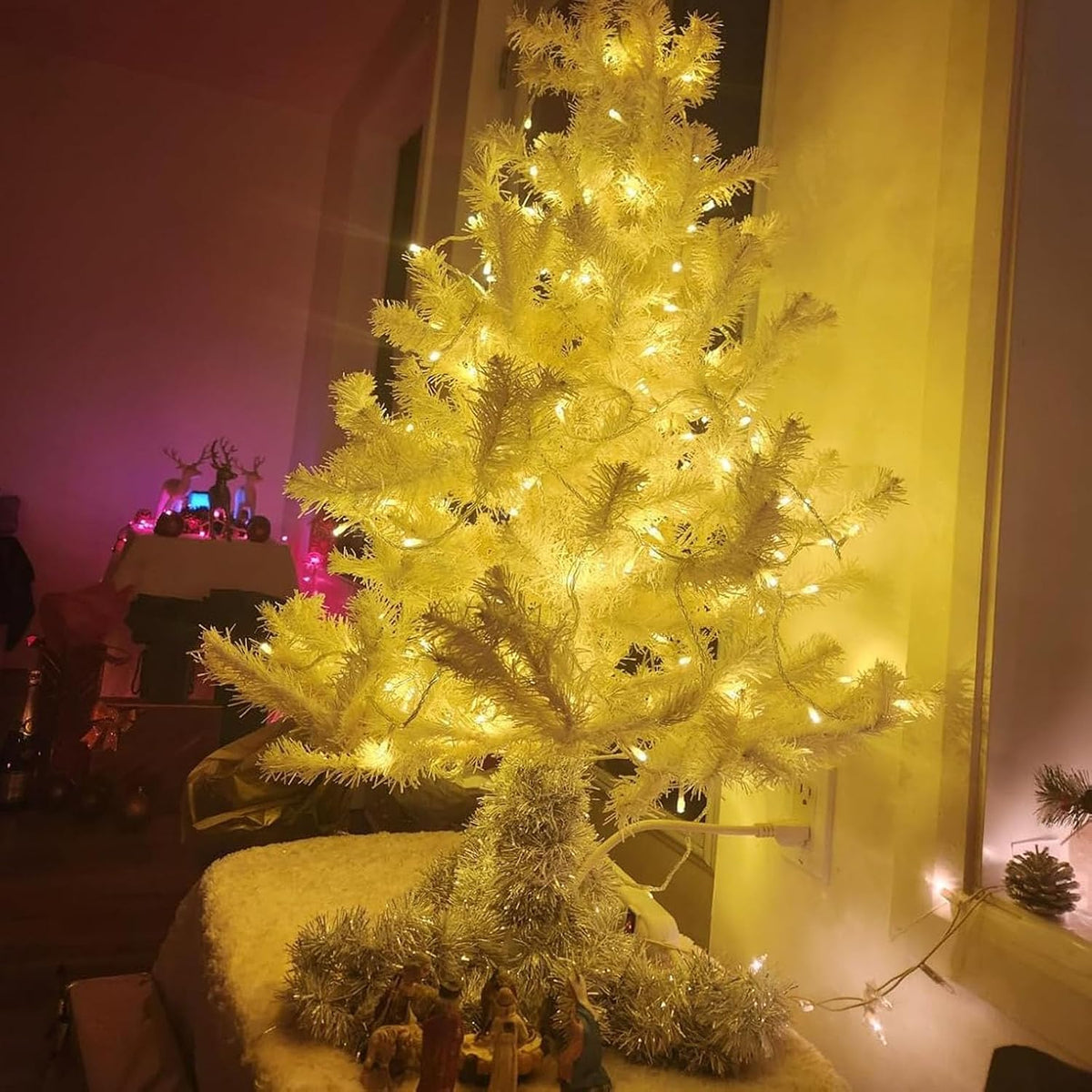 VTECHOLOGY 66 pies 200 LED blanco cálido árbol de Navidad luces cad...
