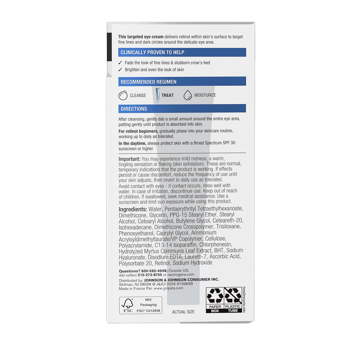 Neutrogena Rapid Wrinkle Repair - Crema de ojos con retinol para oj...