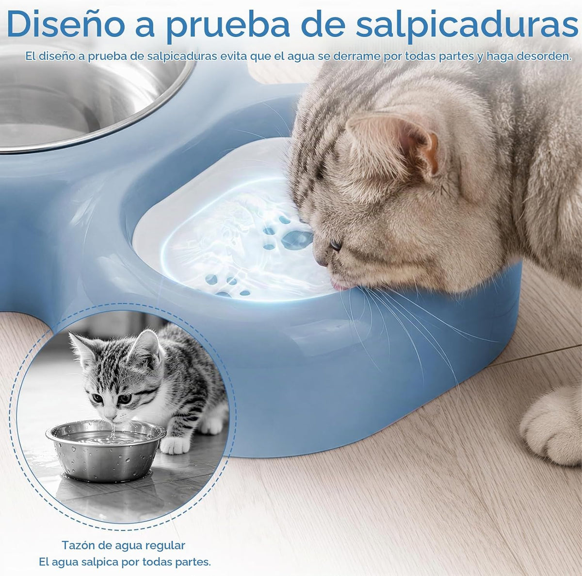 SUNGO Juego de cuencos dobles para perros y gatos, con dispensador...