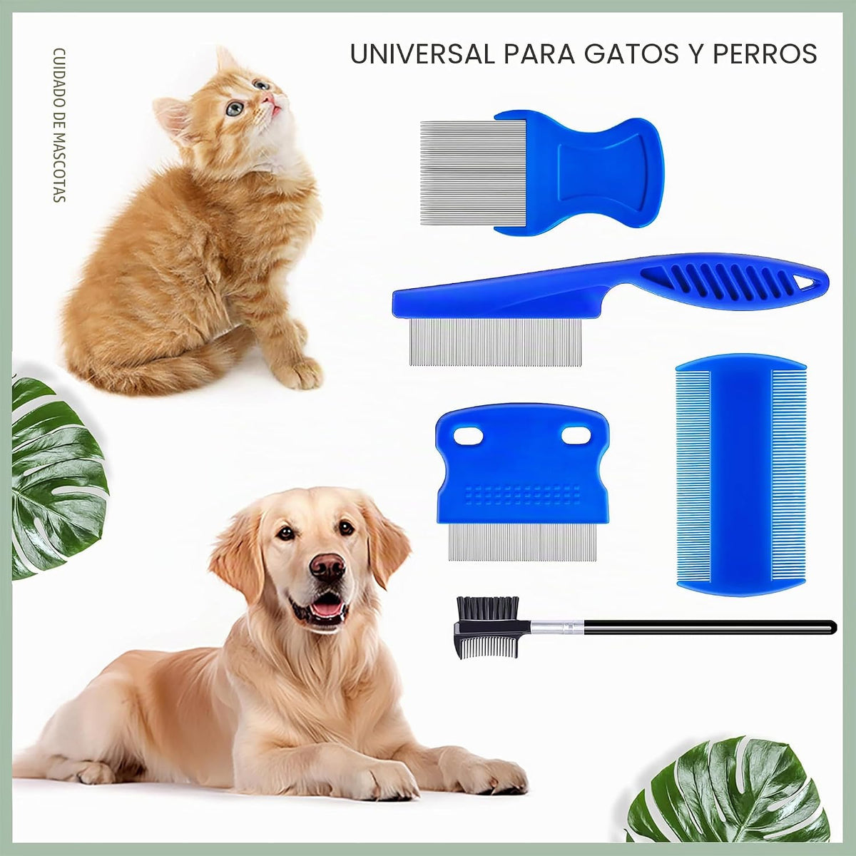 Jigfew Paquete de 5 peines para pulgas y piojos, peines de aseo de...