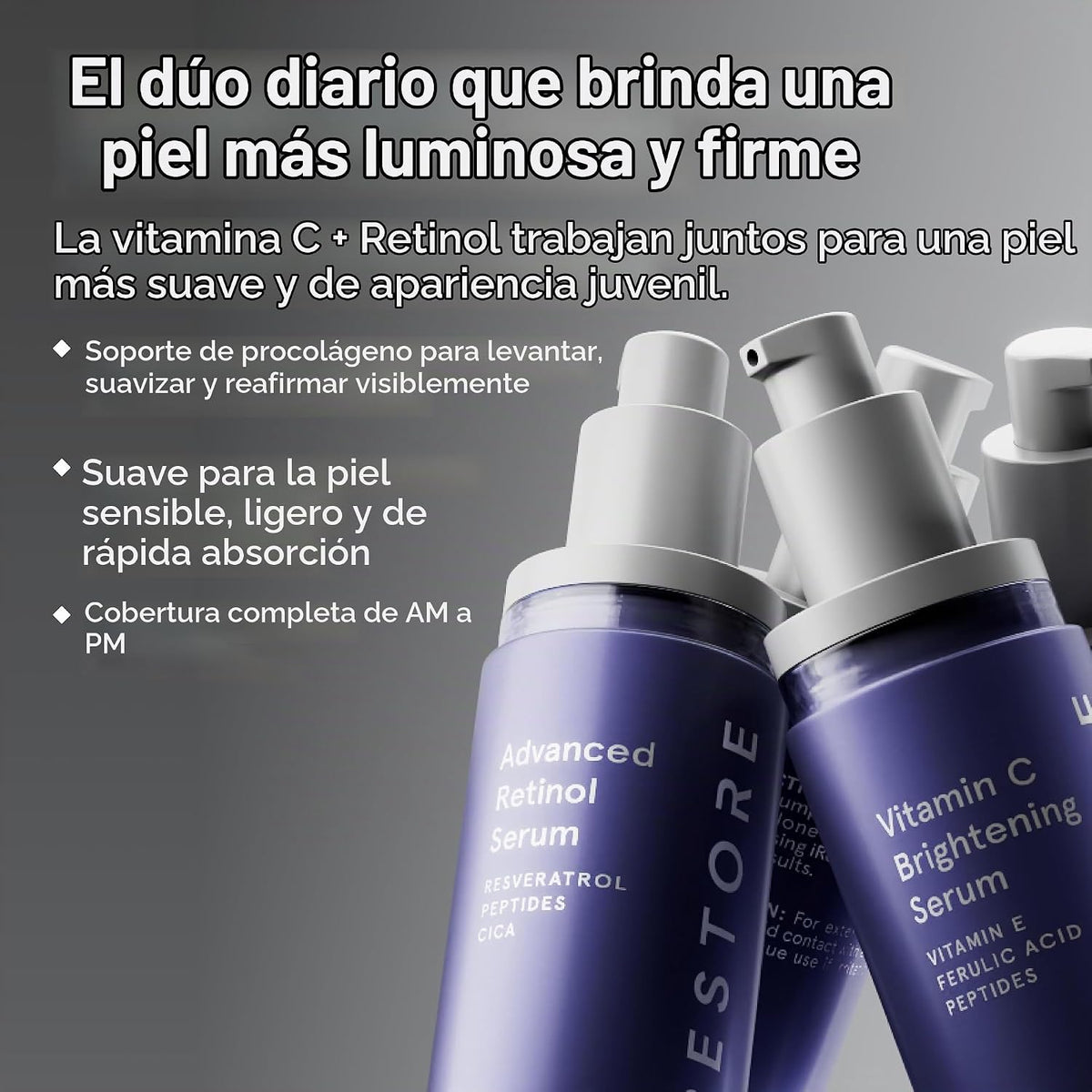 iRestore Suero de retinol para cara, 1% retinol con péptidos y ácid...