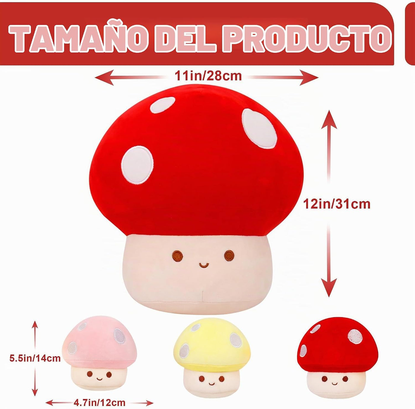WeBingo Almohada de felpa de hongo, 4 piezas, decoración de hongos...