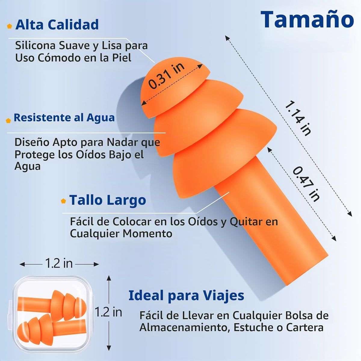 Leffis 100 pares de tapones de silicona reutilizables para dormir c...