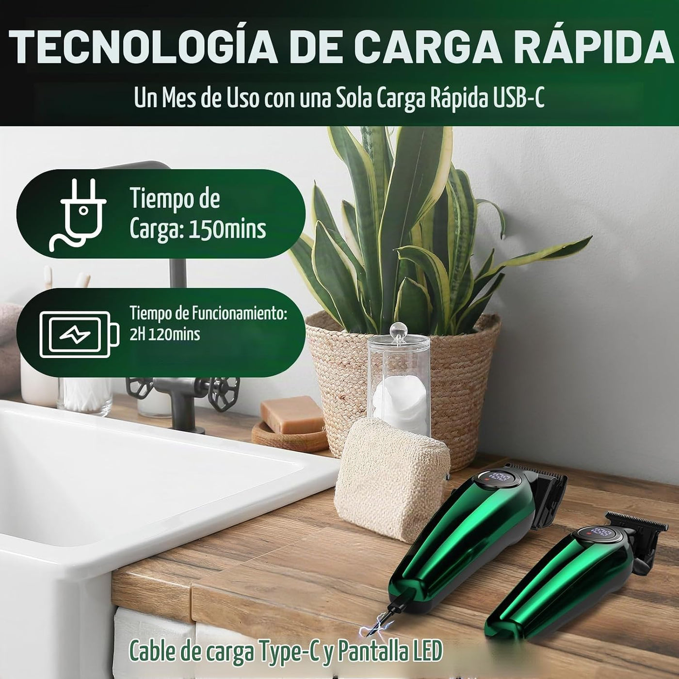 BILLAR Cortadora de pelo profesional para hombres, kit de corte de...
