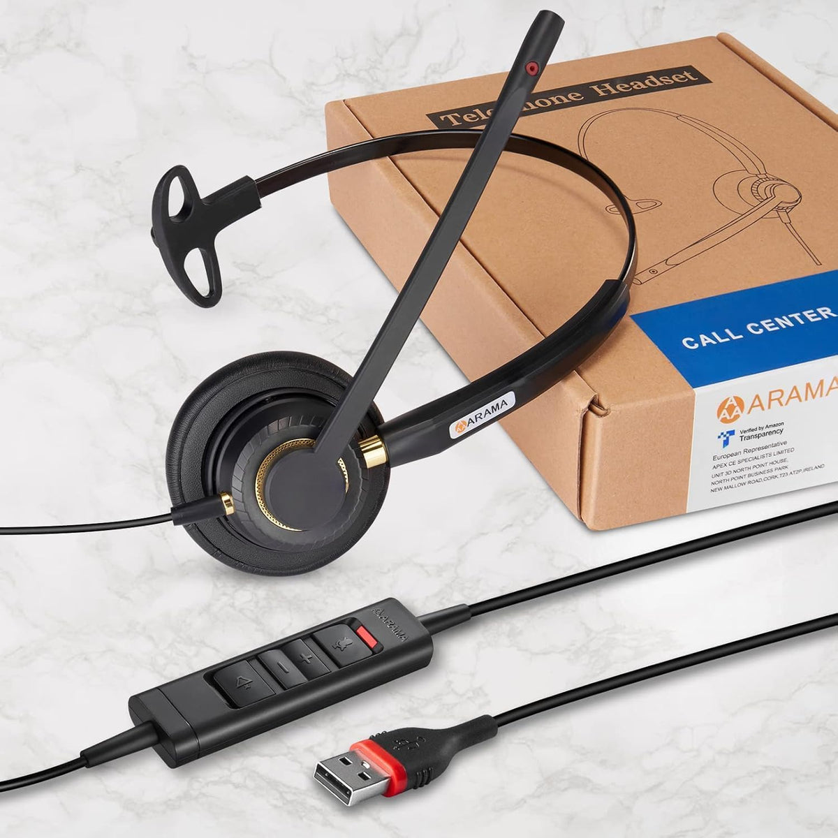 Arama Auriculares USB con micrófono para PC, cancelación de ruido y...