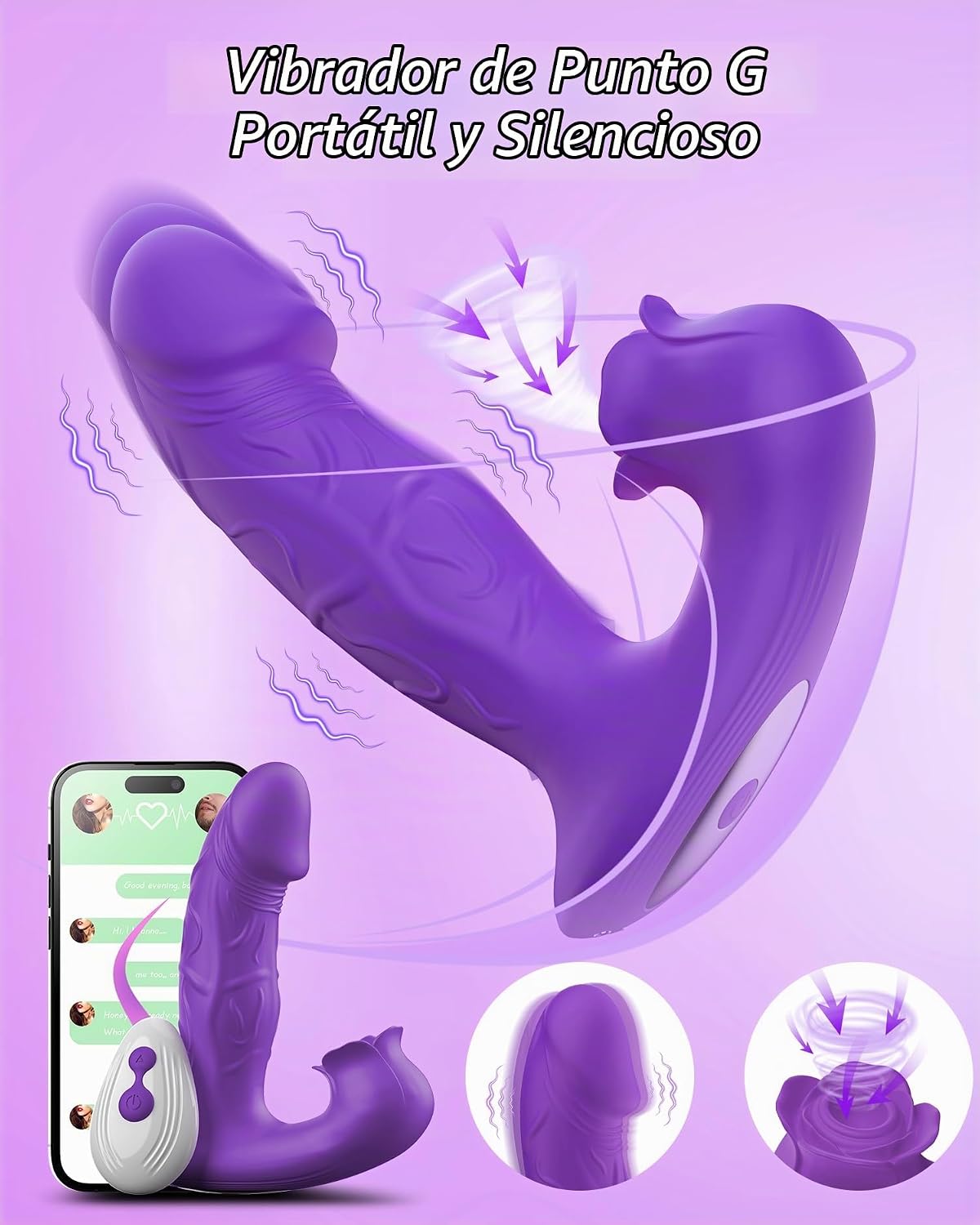 Juguete Vibrador Rosa para Mujer, Estimulador Consolador de Succión...