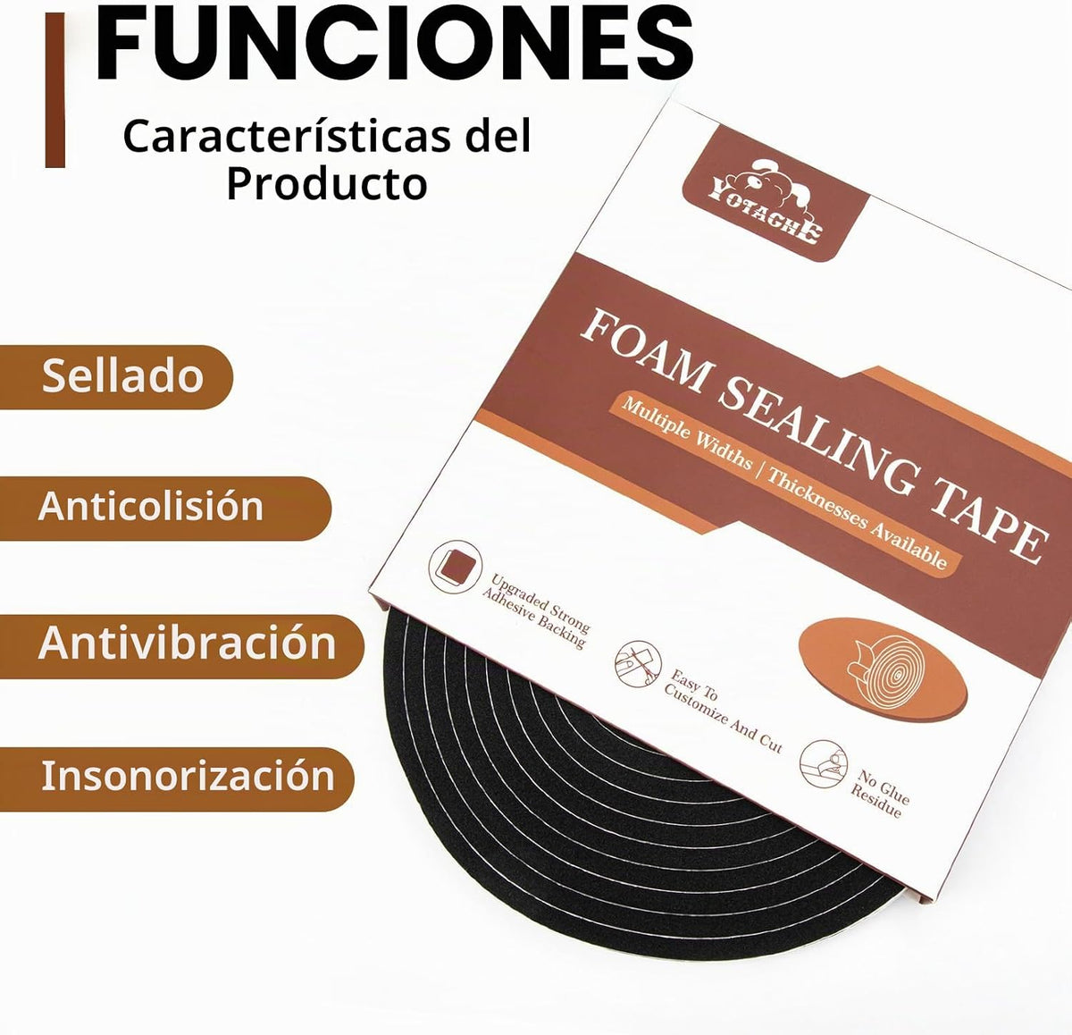 Yotache Burletes Tira de Sellado de Puerta 1\/4" x 1\/8", M...