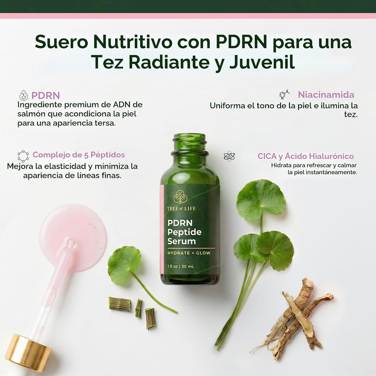 Tree of Life Suero PDRN para la cara con ADN de salmón y CICA, 1 fl...