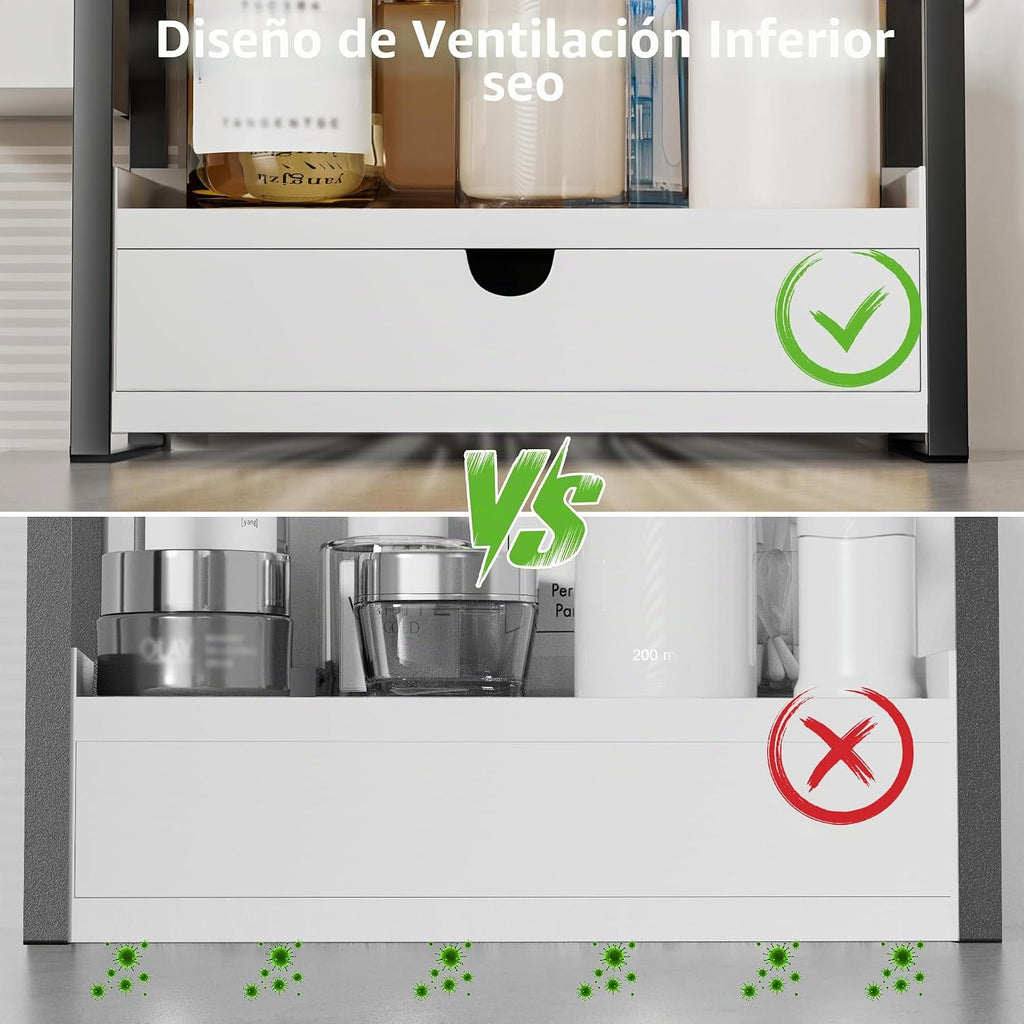 Aollewoiti Organizador de encimera de baño de 2 niveles con cajón y...