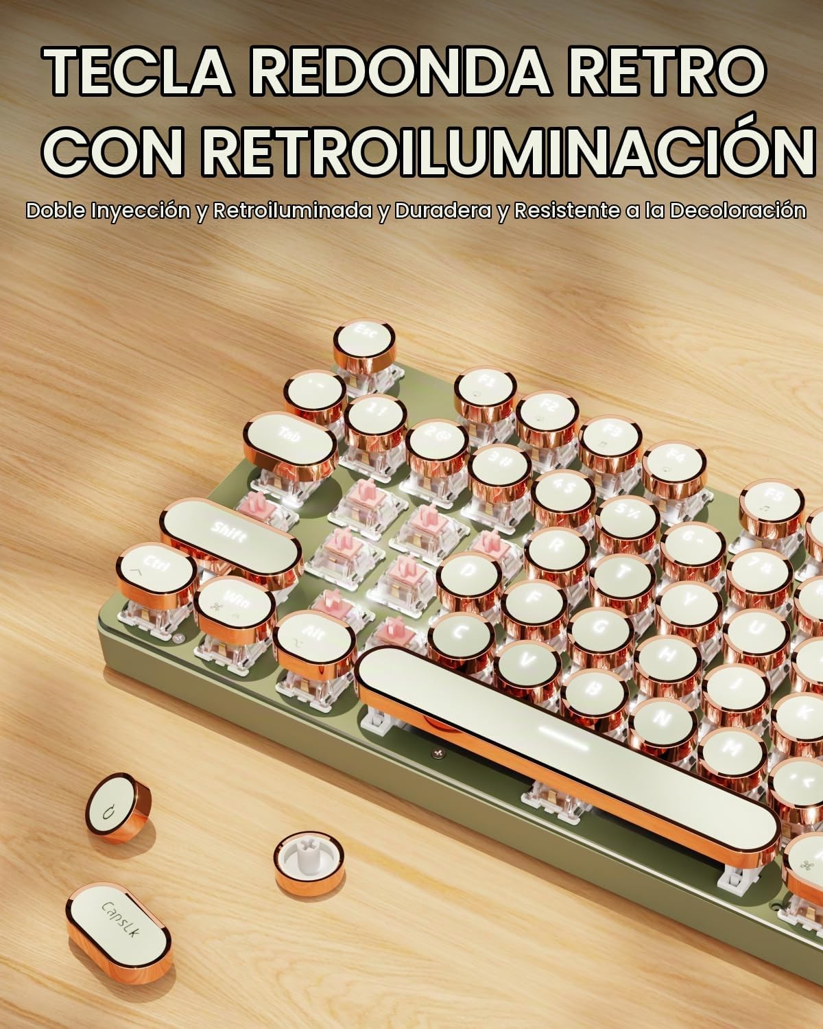 Teclado mecánico estilo máquina de escribir EWEADN, teclados de máq...