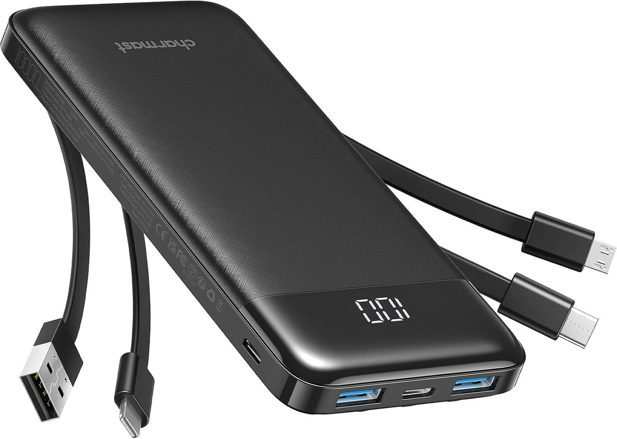 charmast Cargador portátil con 4 cables integrados reforzados | 100...