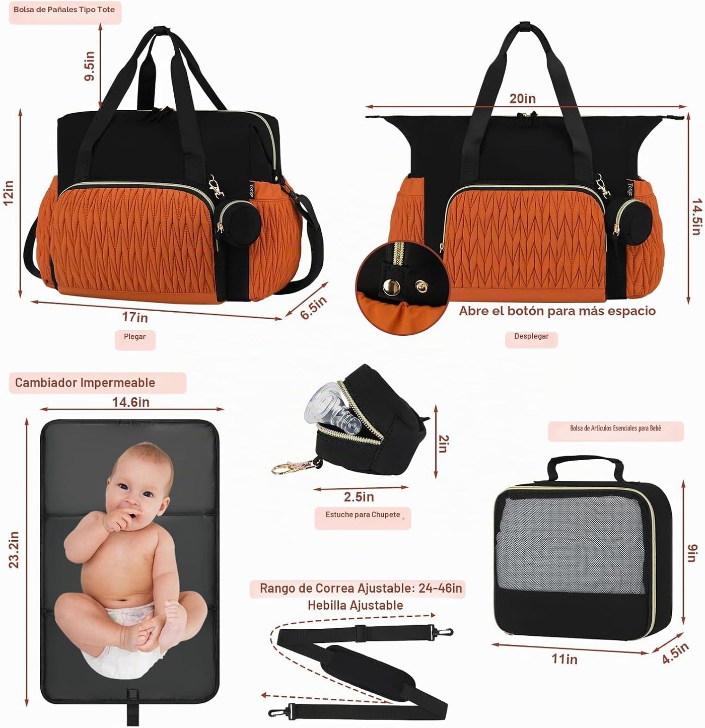 Bolsa de pañales para bebé, 6 unidades, bolsas de hospital grandes...