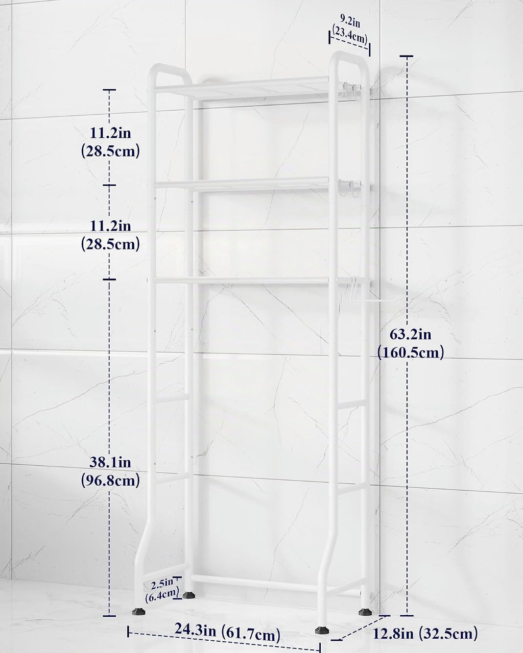 Kitsure Estante de almacenamiento sobre el inodoro, 63.2 pulgadas d...