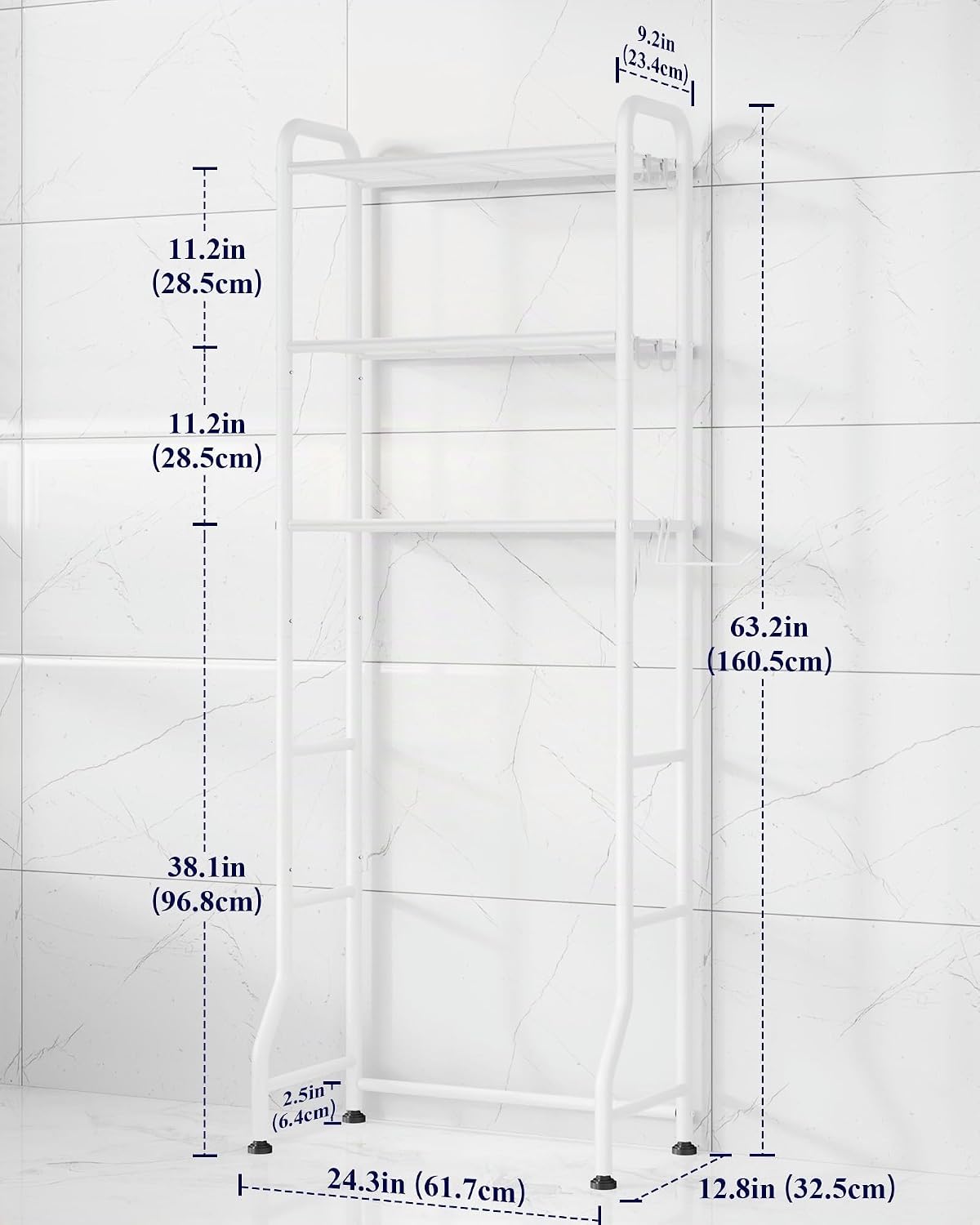Kitsure Estante de almacenamiento sobre el inodoro, 63.2 pulgadas d...