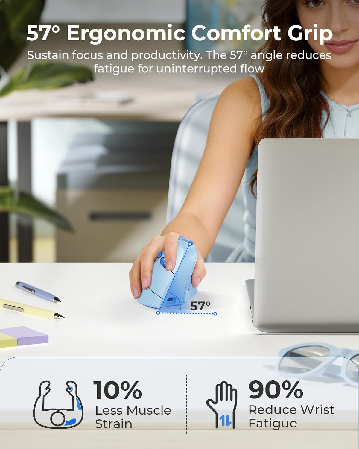 Seenda MOU-302 Ratón Vertical Ergonómico Bluetooth Inalámbrico con...