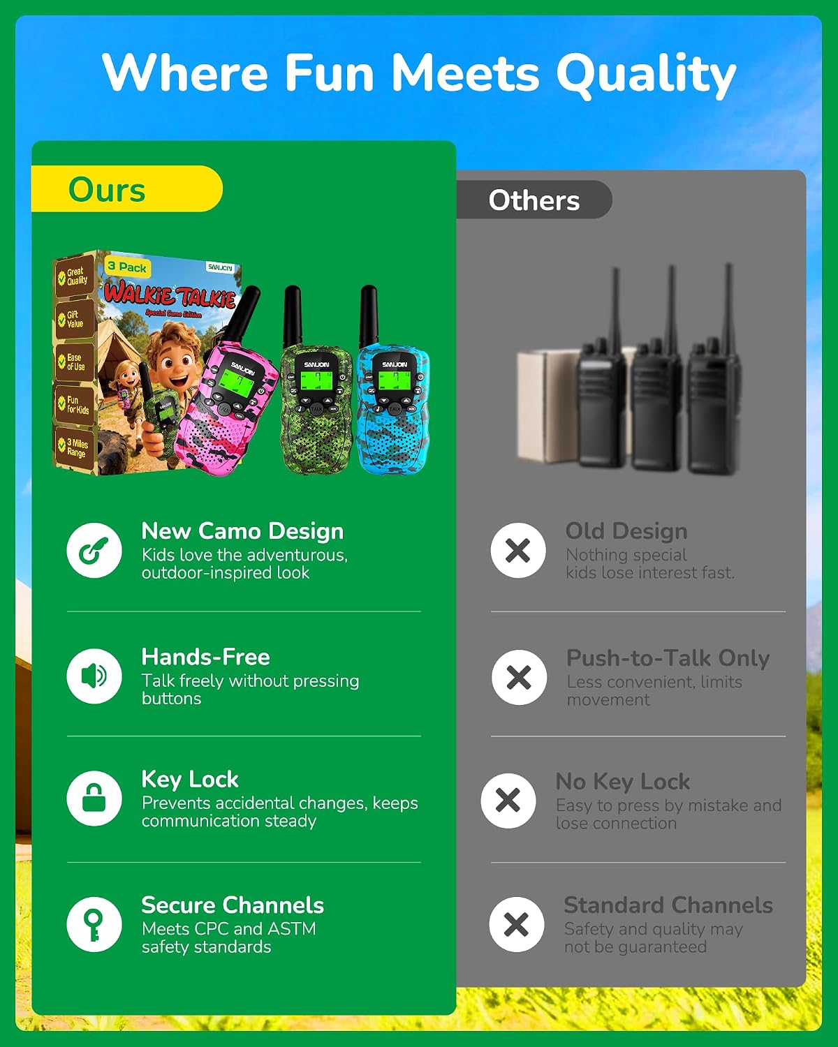 Walkie Talkies para niños, juguetes al aire libre para niños de 3 a...