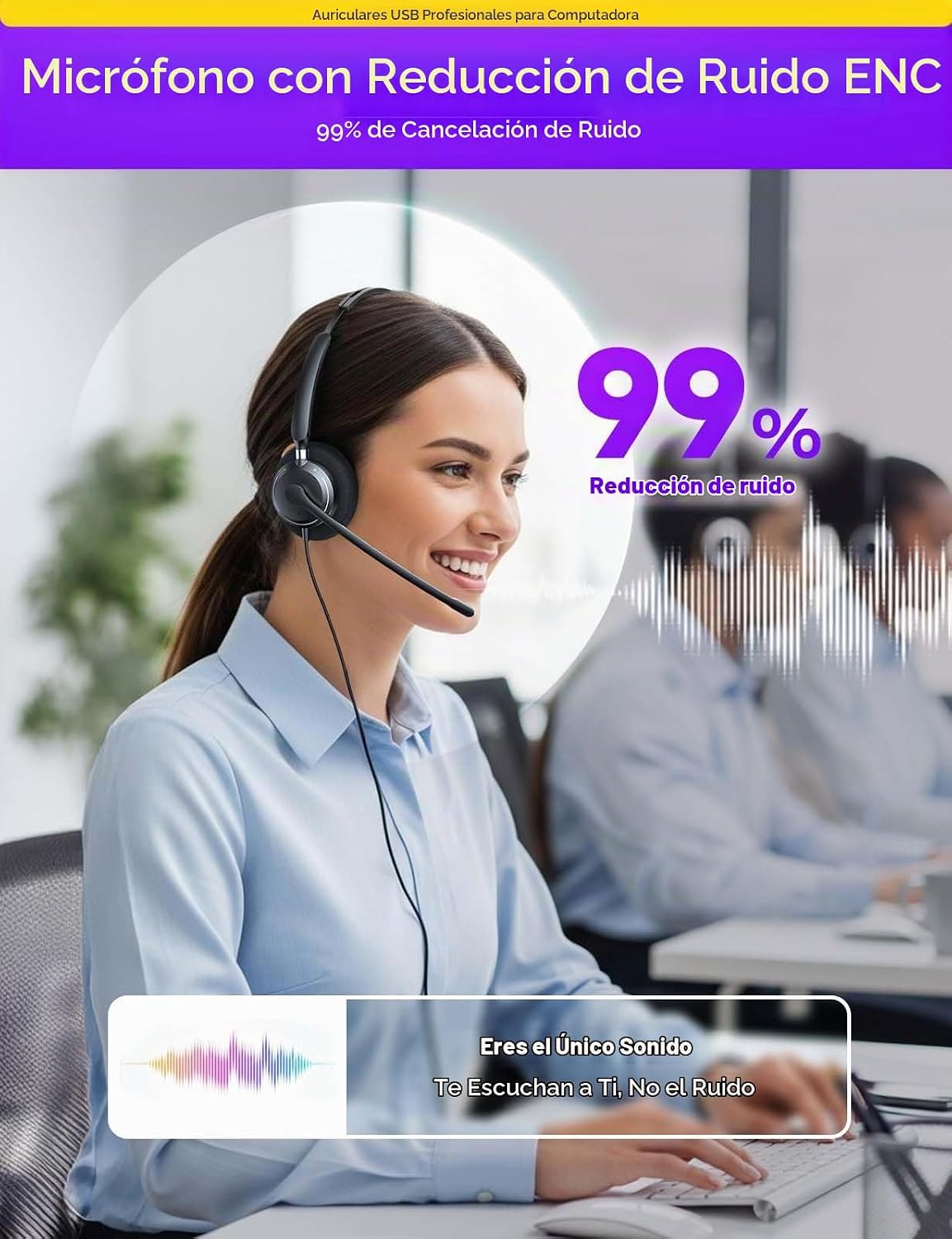 Auriculares USB con micrófono para PC, Auriculares para computadora...