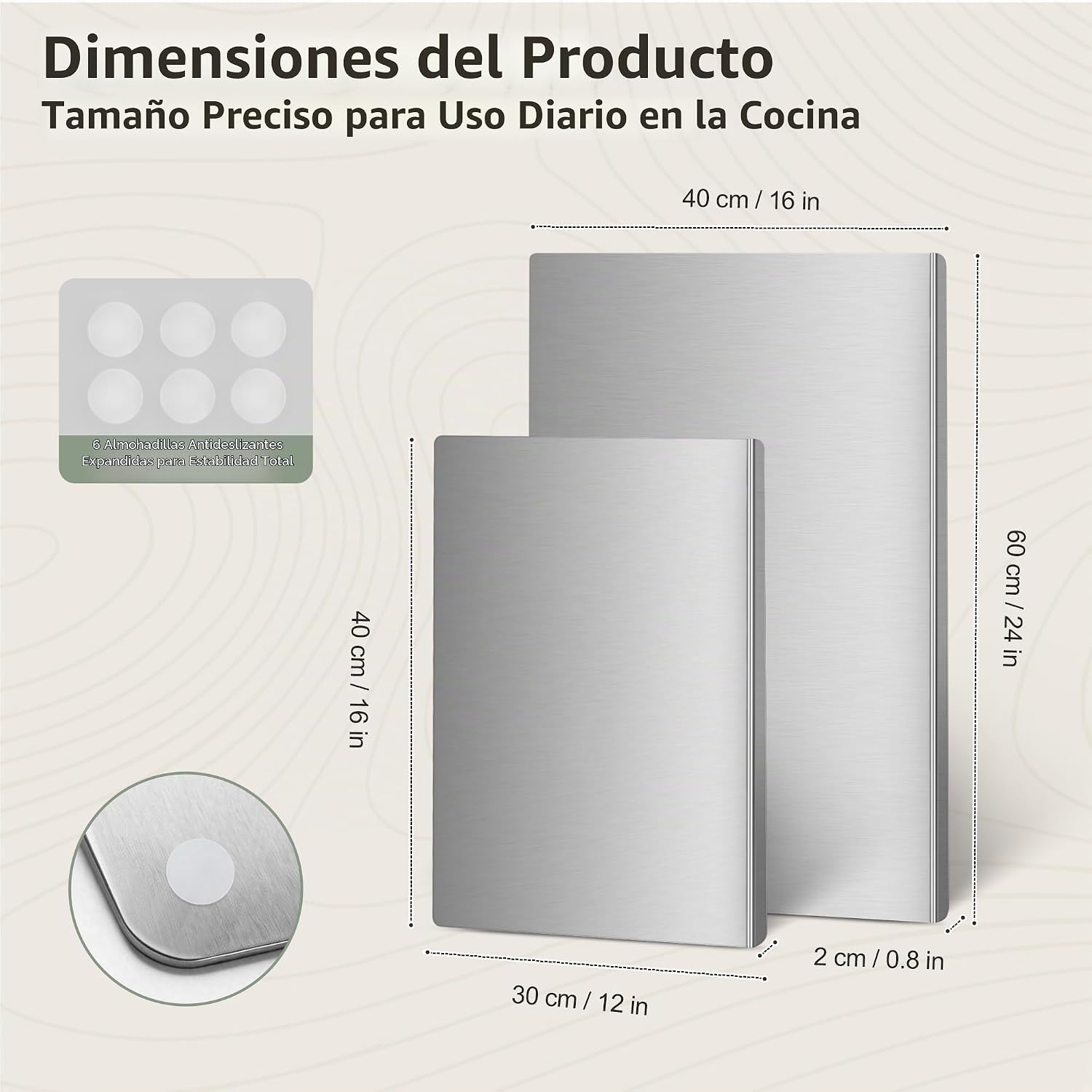 Juego de tablas de cortar de acero inoxidable con labio, paquete de...